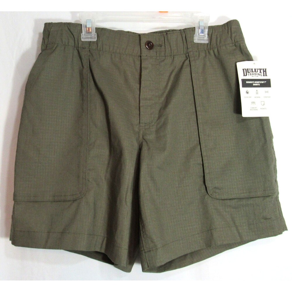Duluth Trading Green Women's Hempstop 7" Elastic Waist Shorts Size 4 NWT